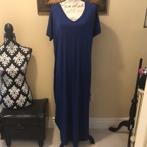 💙 Match Soft v-neck rolled short sleeve pockets casual dress